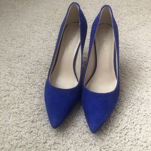 Blue suede pumps